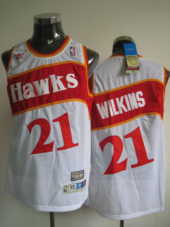 Atlanta Hawks Wilkins White Red Orange Jersey